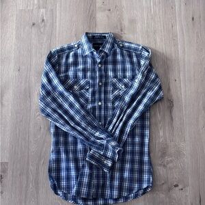 Beverly Hills Polo Club Blue Plaid Button-Down Shirt